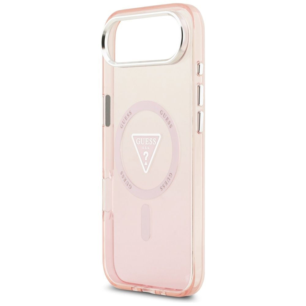 Husa MagSafe pentru Apple iPhone 17 Air, Guess, IML Gradient Triangle Logo, Roz