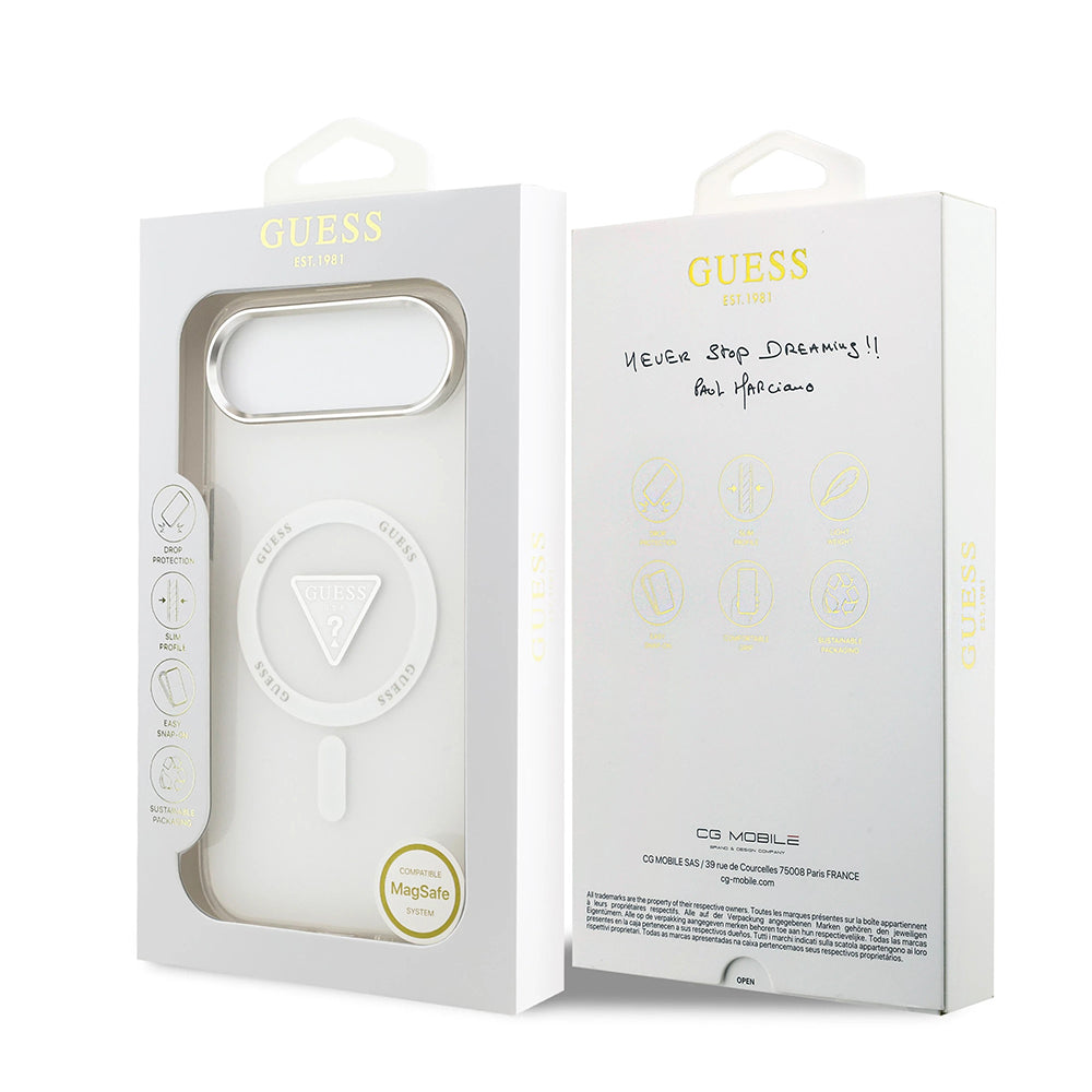 Husa MagSafe pentru Apple iPhone 17 Air, Guess, IML Gradient Triangle Logo, Transparenta