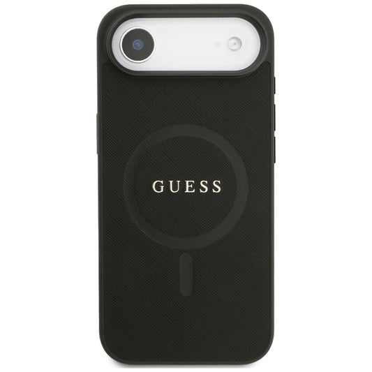 Husa MagSafe pentru Apple iPhone 17 Air, Guess, Saffiano Classic Logo, Neagra
