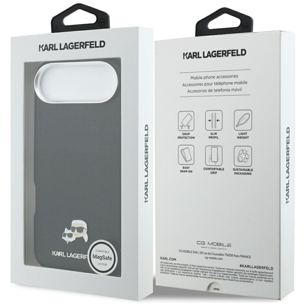 Husa MagSafe pentru Apple iPhone 17 Air, Karl Lagerfeld, Karl & Choupette Head's Pin, Neagra