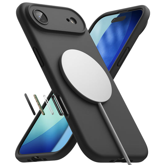 Husa MagSafe pentru Apple iPhone 17 Air, Ringke, Silicone, Neagra