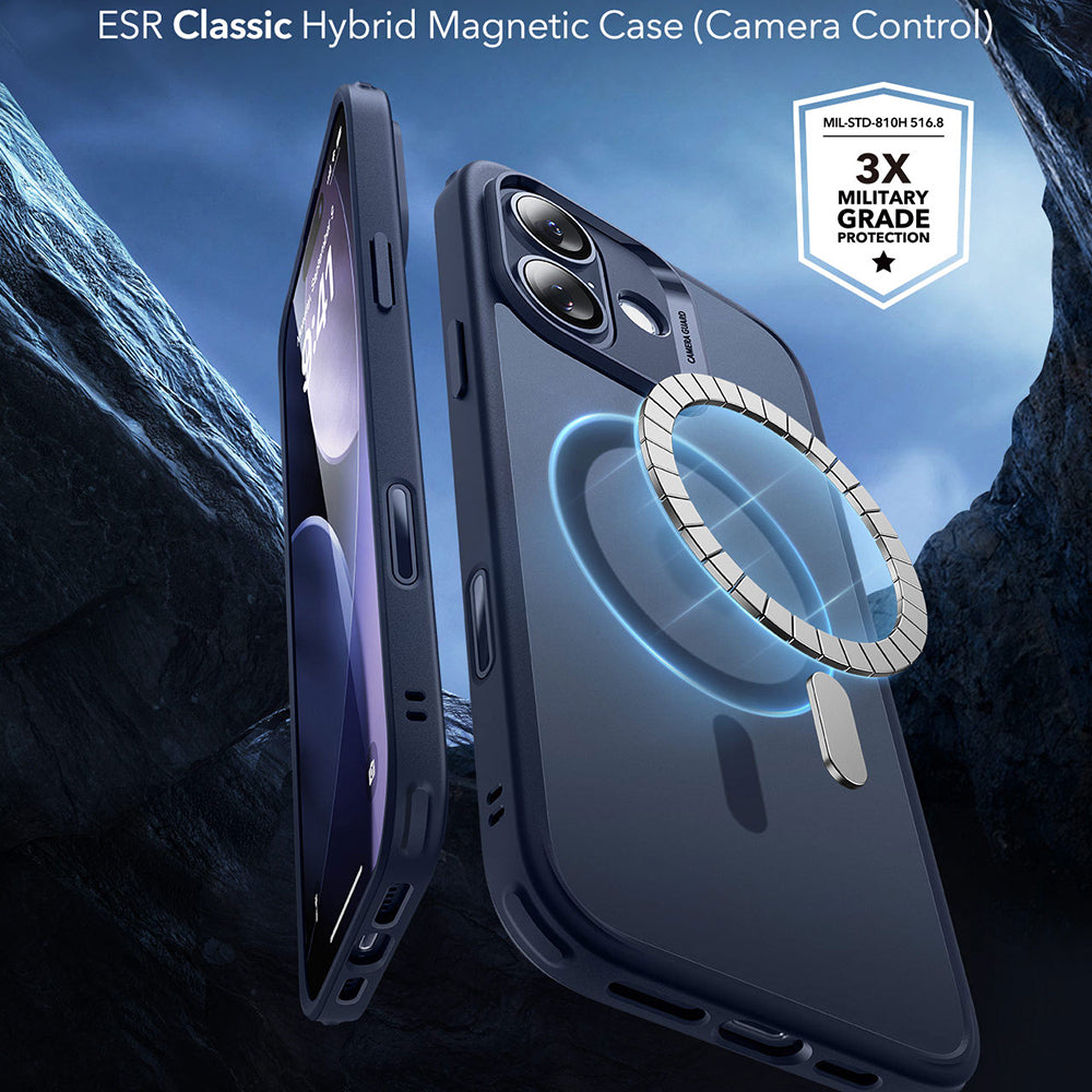 Husa MagSafe pentru Apple iPhone 17, ESR, Classic Hybrid, Albastra Satinata