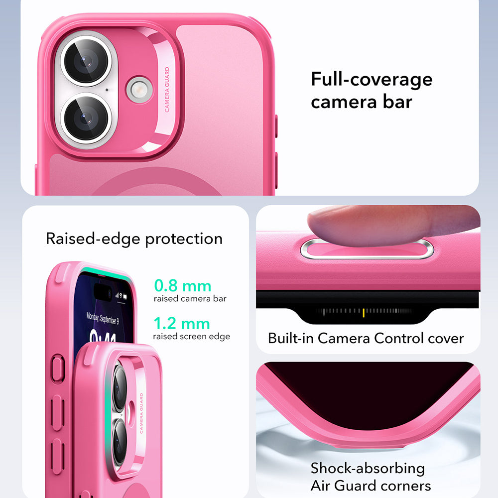 Husa MagSafe pentru Apple iPhone 17, ESR, Classic Hybrid, Roz Satinata