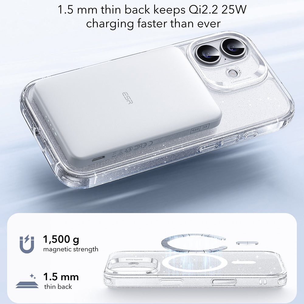Husa MagSafe pentru Apple iPhone 17, ESR, Classic Hybrid Shimmer, Transparenta