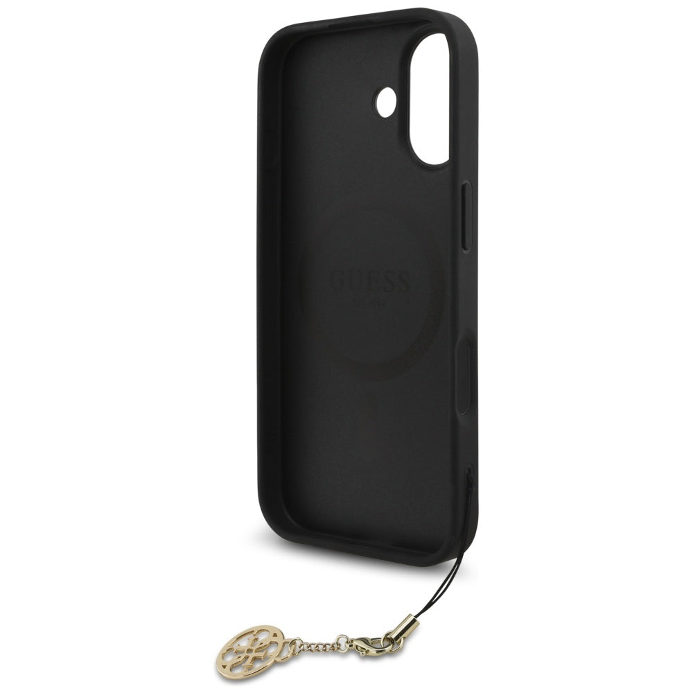 Husa MagSafe pentru Apple iPhone 17, Guess, 4G Charm Cradle, Neagra