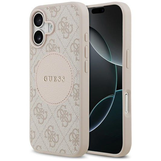Husa MagSafe pentru Apple iPhone 17, Guess, 4G Circle Classic Logo, Roz