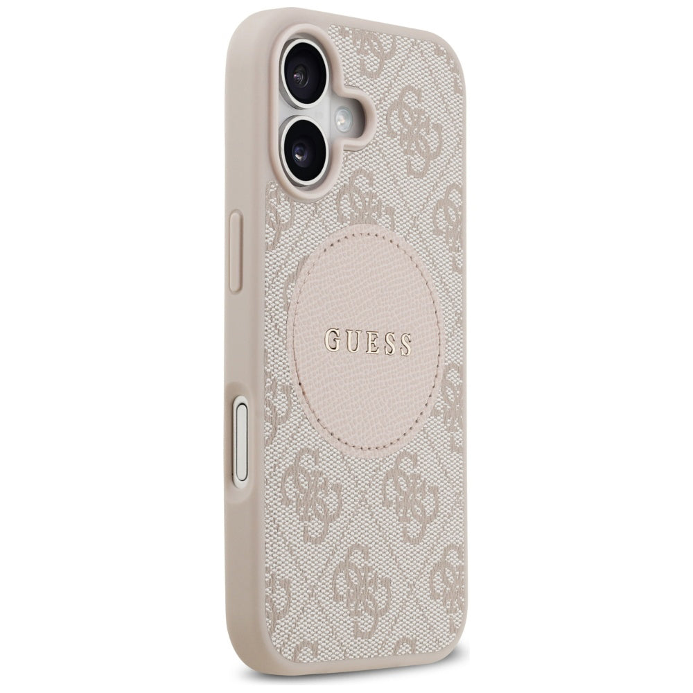 Husa MagSafe pentru Apple iPhone 17, Guess, 4G Circle Classic Logo, Roz