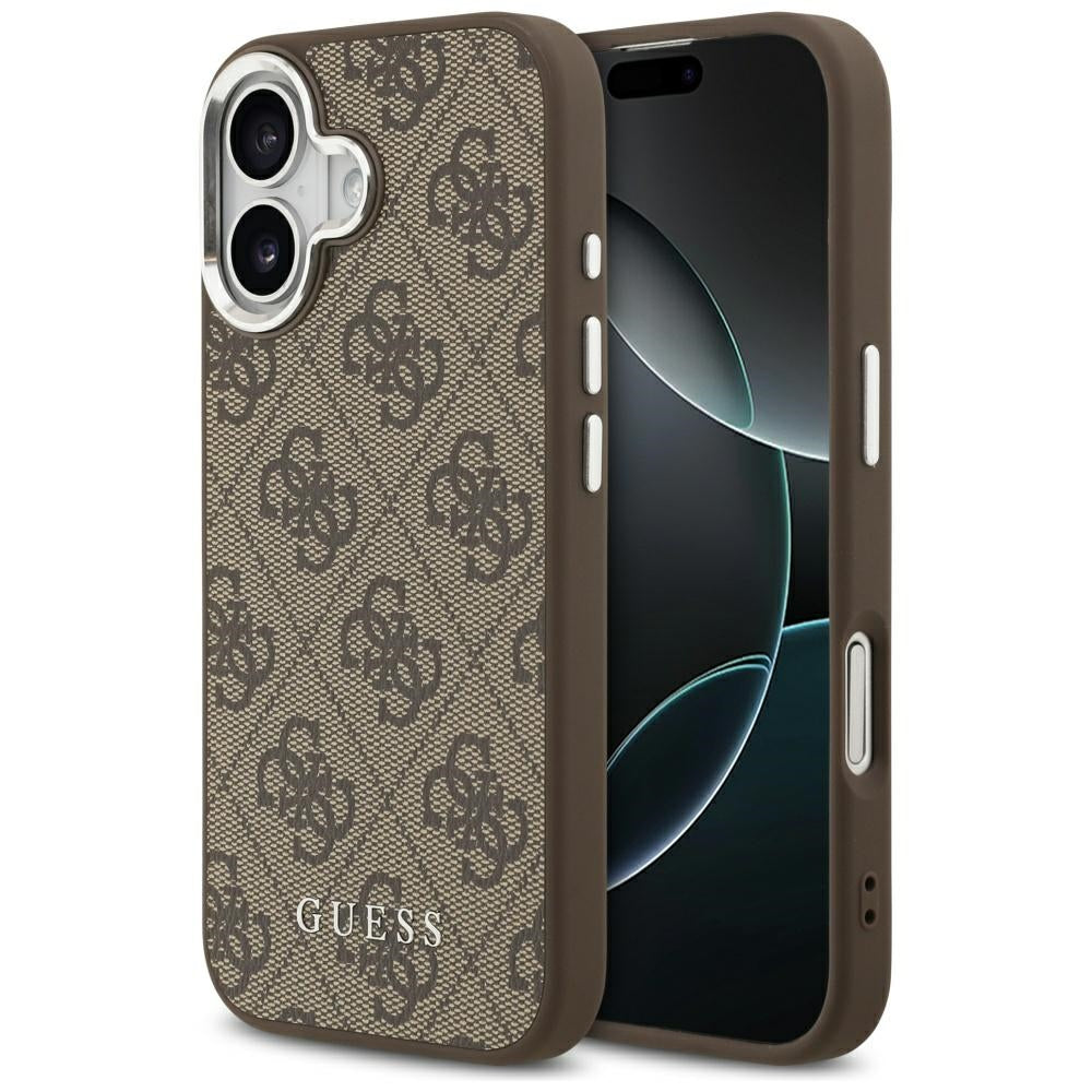 Husa MagSafe pentru Apple iPhone 17, Guess, 4G Classic Logo, Maro