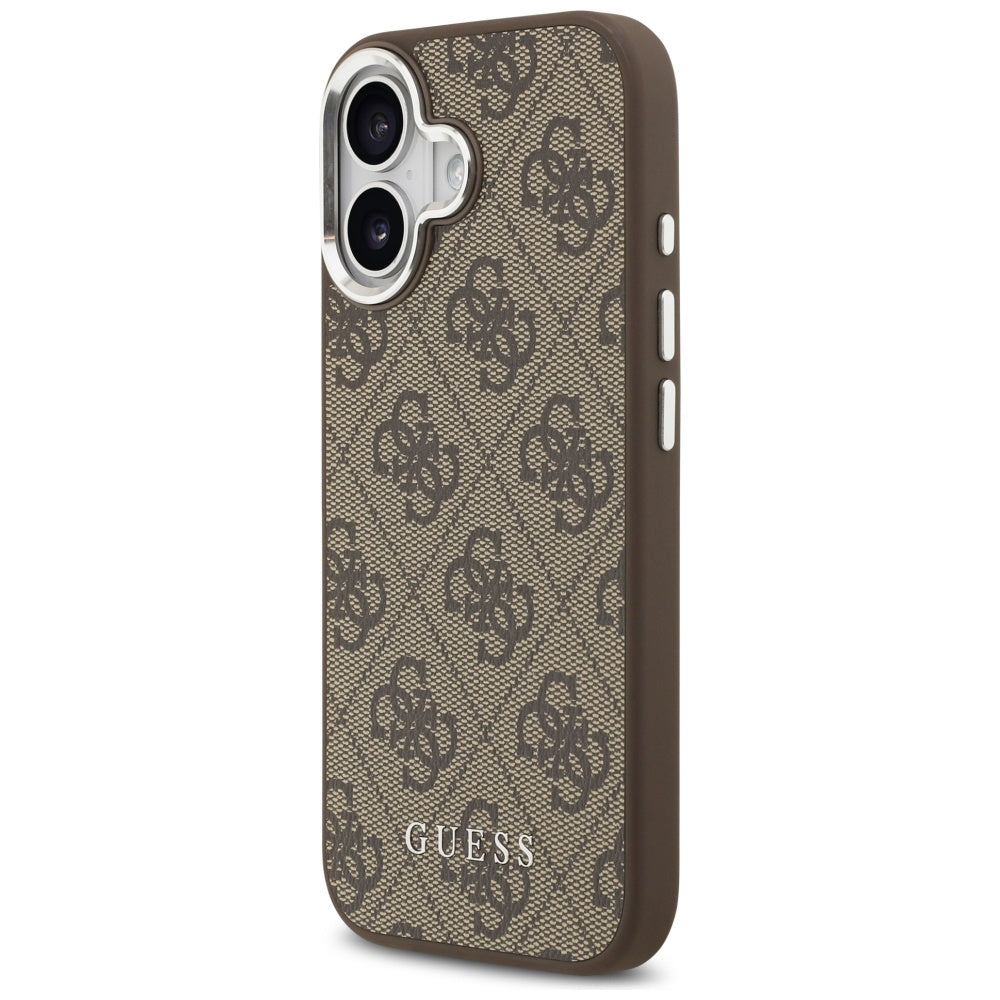 Husa MagSafe pentru Apple iPhone 17, Guess, 4G Classic Logo, Maro