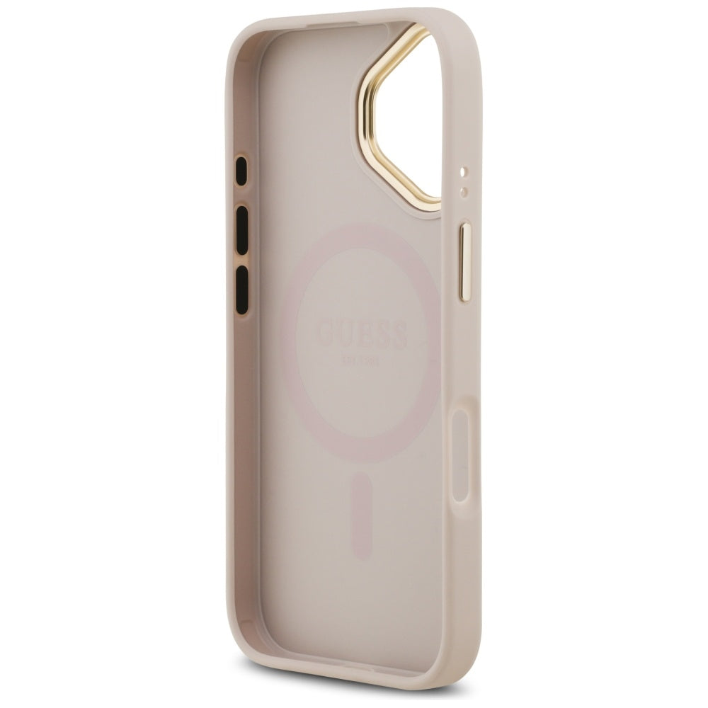 Husa MagSafe pentru Apple iPhone 17, Guess, 4G Classic, Roz