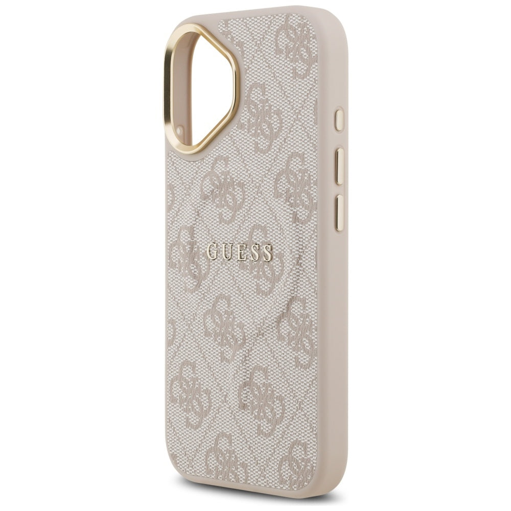 Husa MagSafe pentru Apple iPhone 17, Guess, 4G Classic, Roz