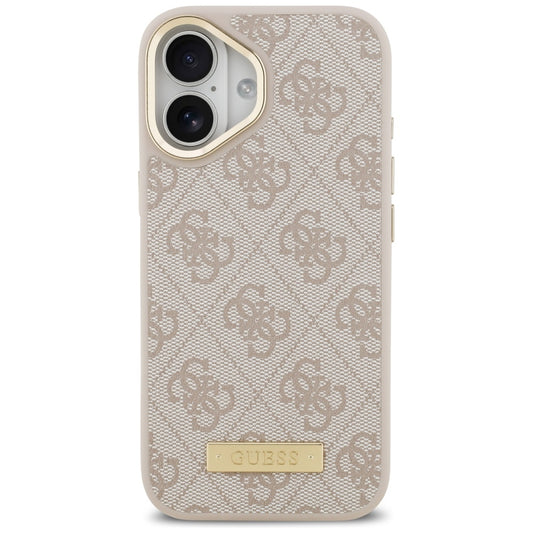 Husa MagSafe pentru Apple iPhone 17, Guess, 4G Logo Plate, Roz