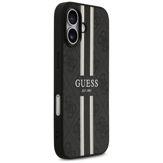 Husa MagSafe pentru Apple iPhone 17, Guess, 4G Printed Stripes, Neagra