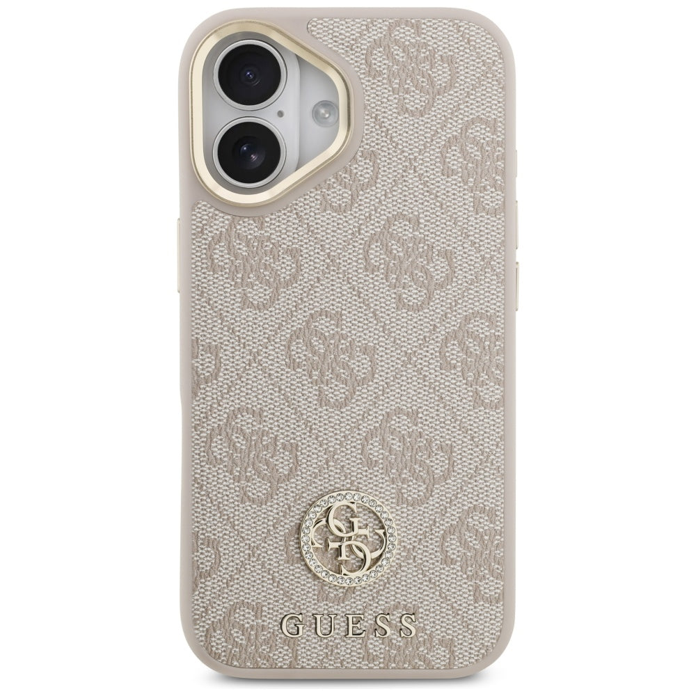 Husa MagSafe pentru Apple iPhone 17, Guess, 4G Strass Logo, Roz