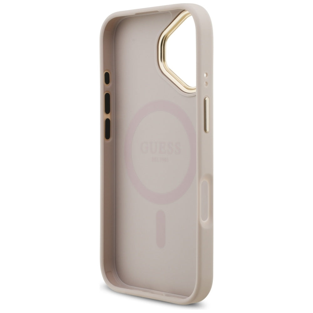 Husa MagSafe pentru Apple iPhone 17, Guess, 4G Strass Logo, Roz