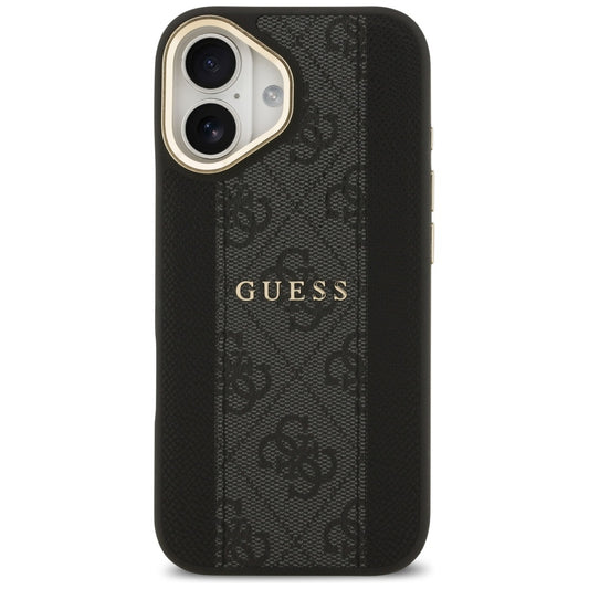 Husa MagSafe pentru Apple iPhone 17, Guess, 4G Stripe, Neagra