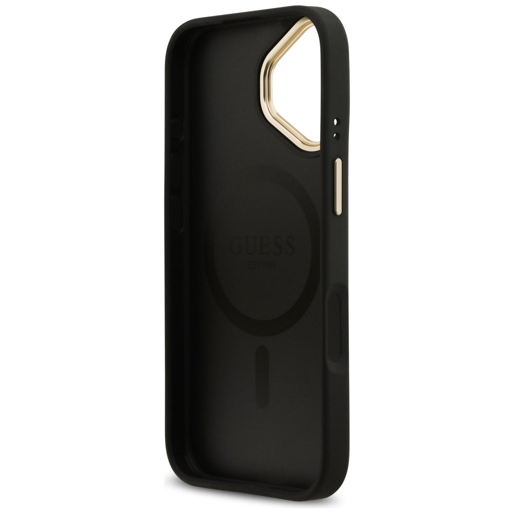 Husa MagSafe pentru Apple iPhone 17, Guess, 4G Stripe, Neagra