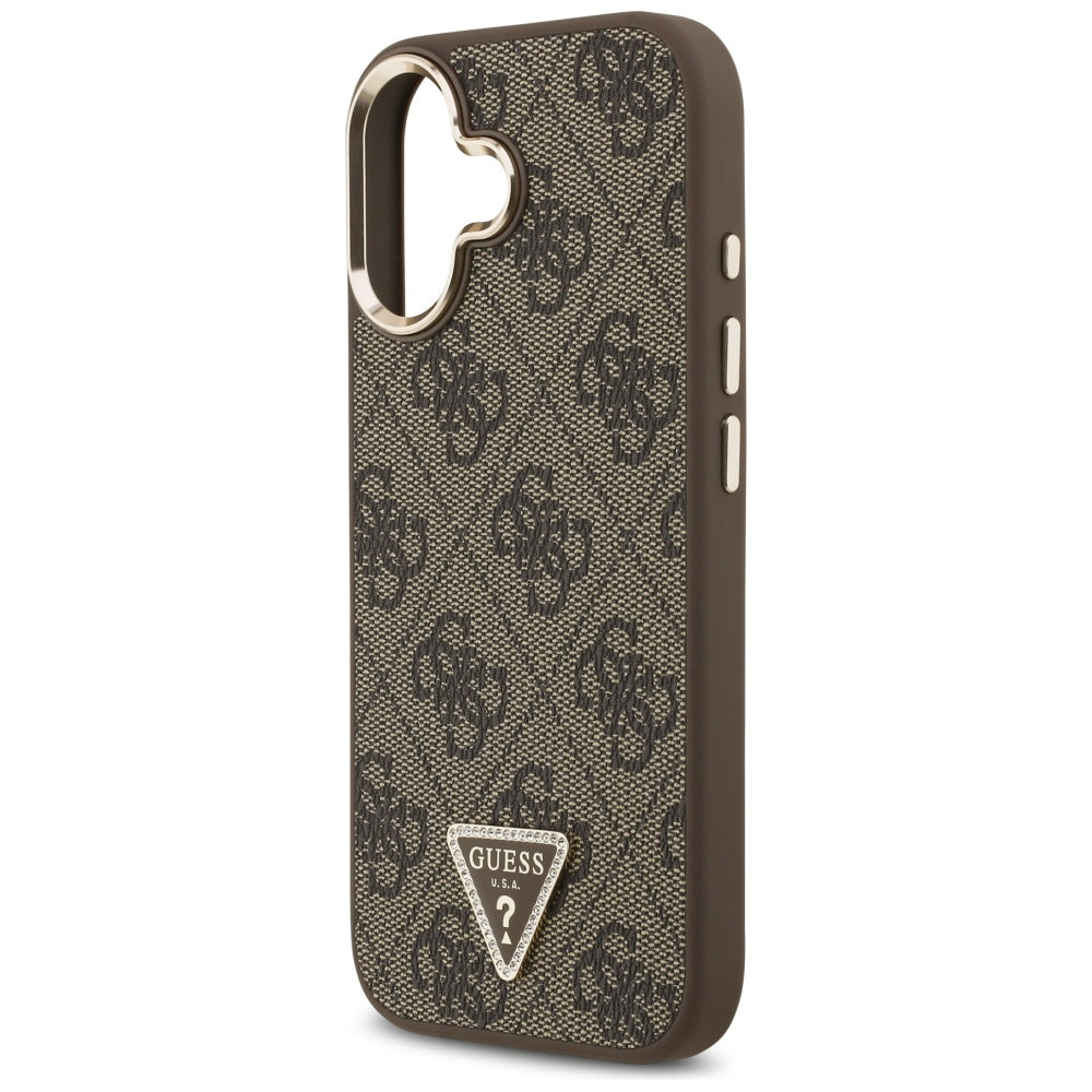 Husa MagSafe pentru Apple iPhone 17, Guess, 4G Triangle Logo, Maro Aurie