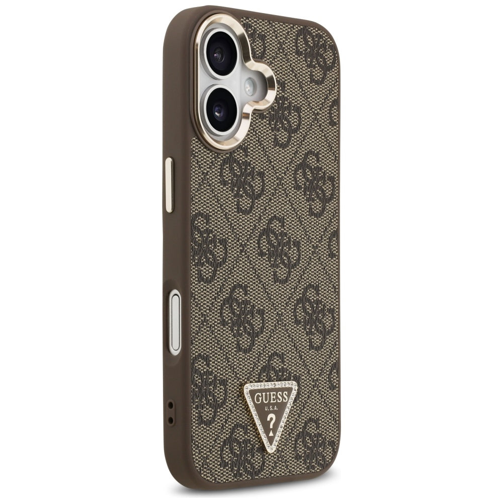 Husa MagSafe pentru Apple iPhone 17, Guess, 4G Triangle Logo, Maro Aurie