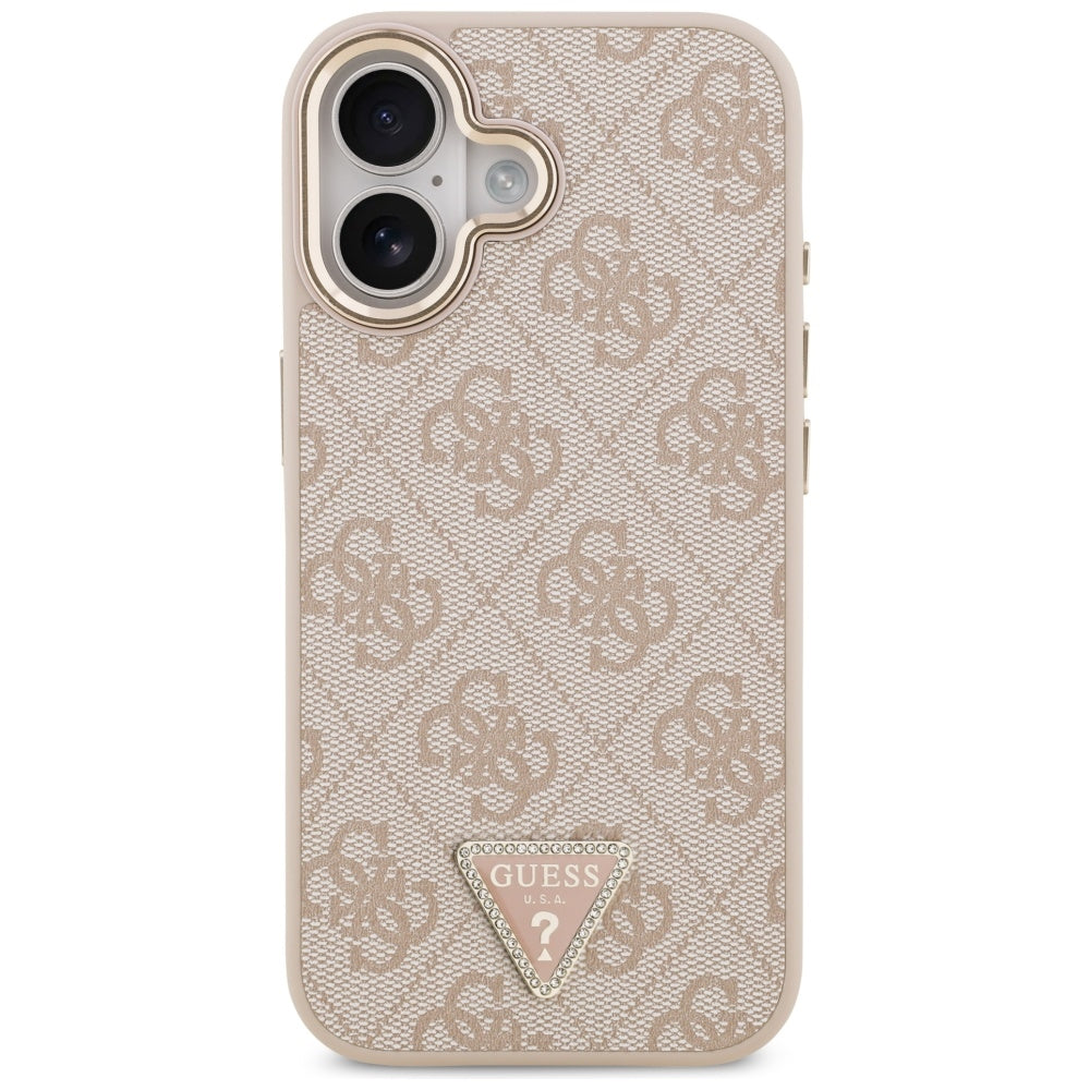 Husa MagSafe pentru Apple iPhone 17, Guess, 4G Triangle Logo, Roz Aurie