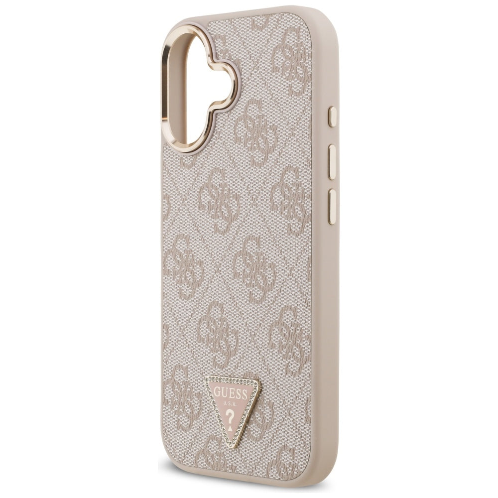 Husa MagSafe pentru Apple iPhone 17, Guess, 4G Triangle Logo, Roz Aurie