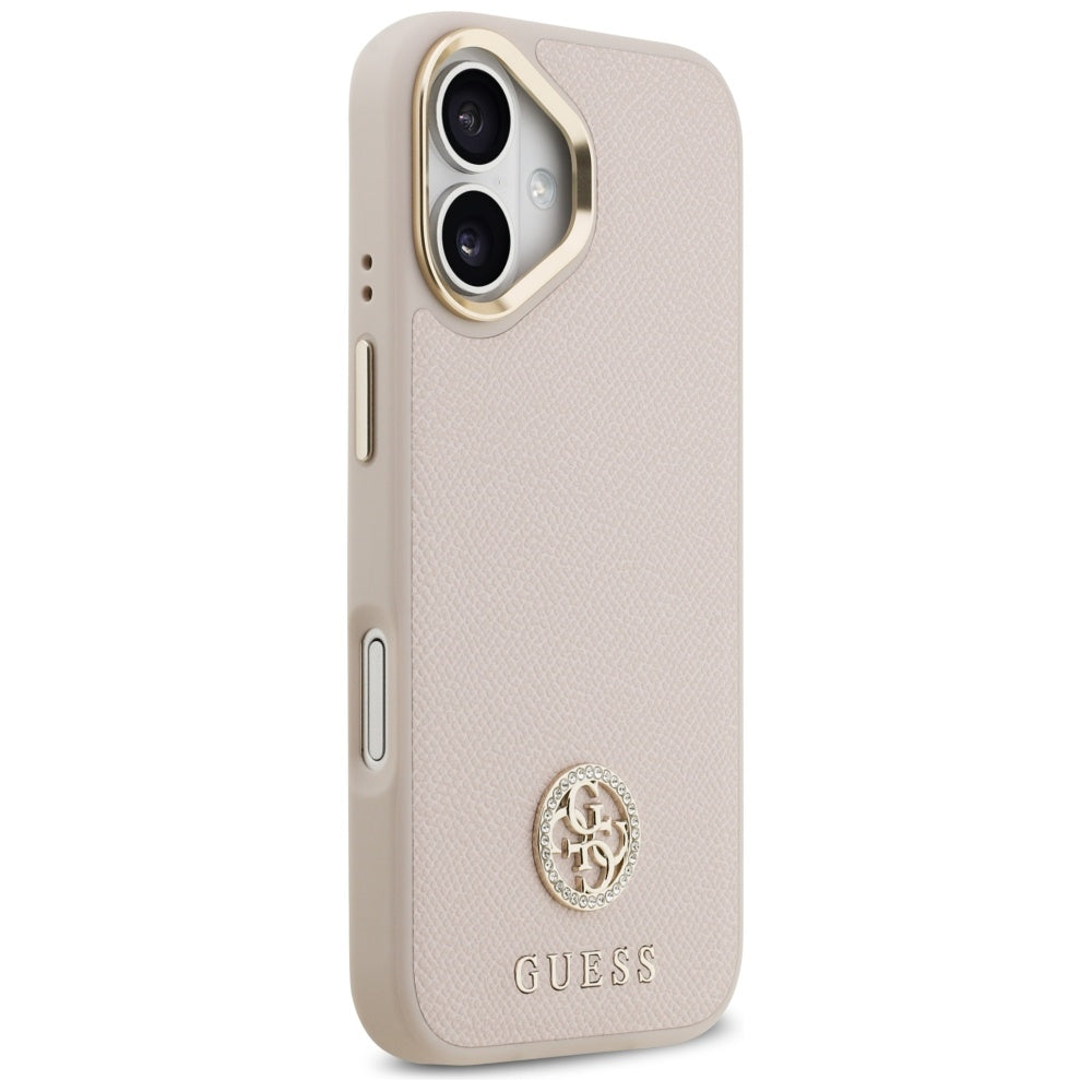 Husa MagSafe pentru Apple iPhone 17, Guess, Grained Strass Logo, Roz