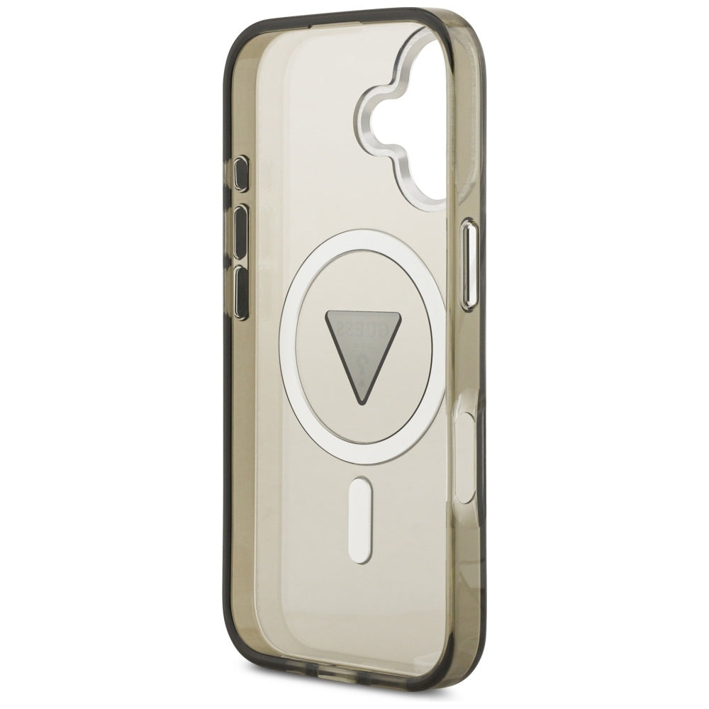Husa MagSafe pentru Apple iPhone 17, Guess, IML Gradient Triangle Logo, Kaki Argintie