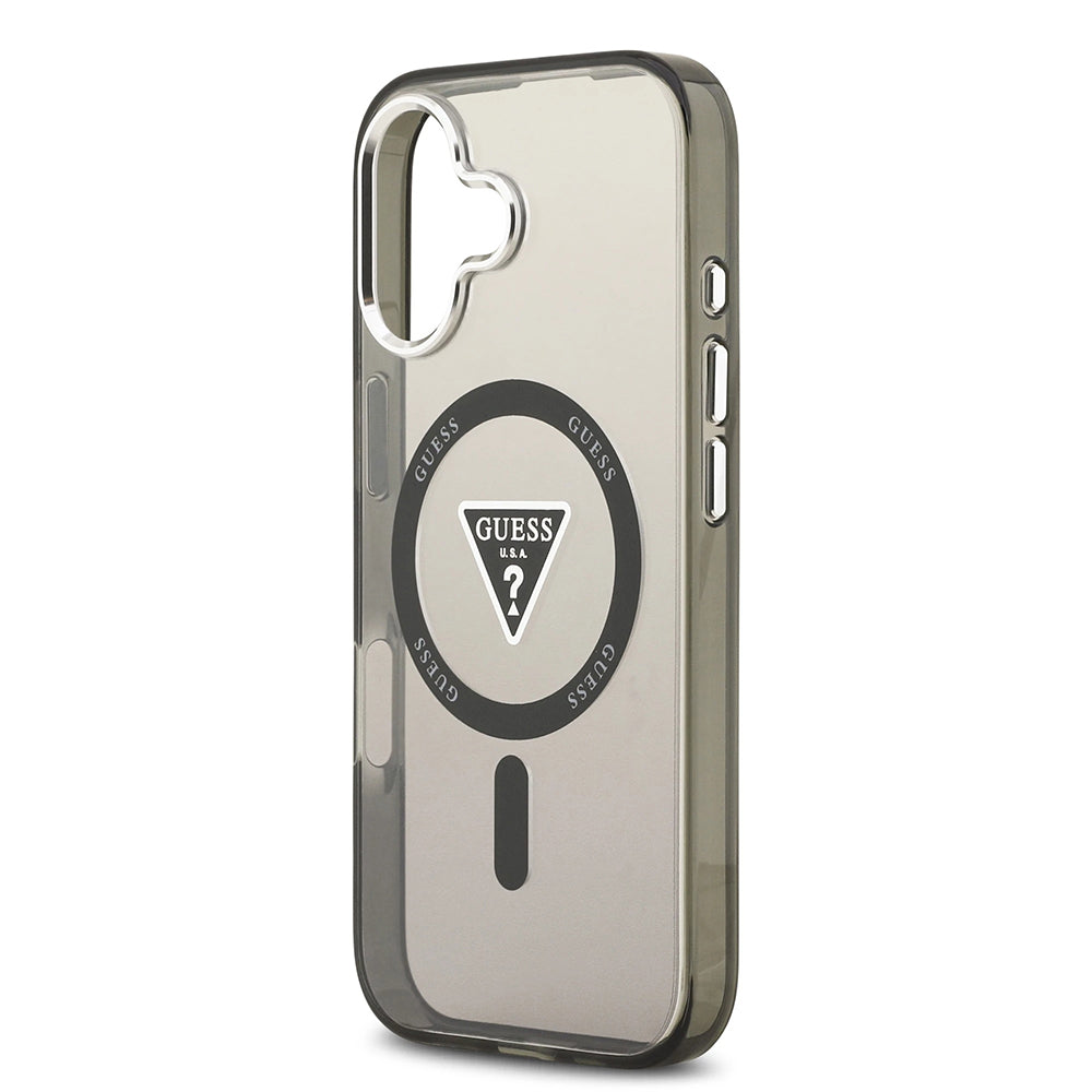 Husa MagSafe pentru Apple iPhone 17, Guess, IML Gradient Triangle Logo, Neagra