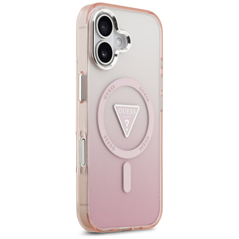 Husa MagSafe pentru Apple iPhone 17, Guess, IML Gradient Triangle Logo, Roz
