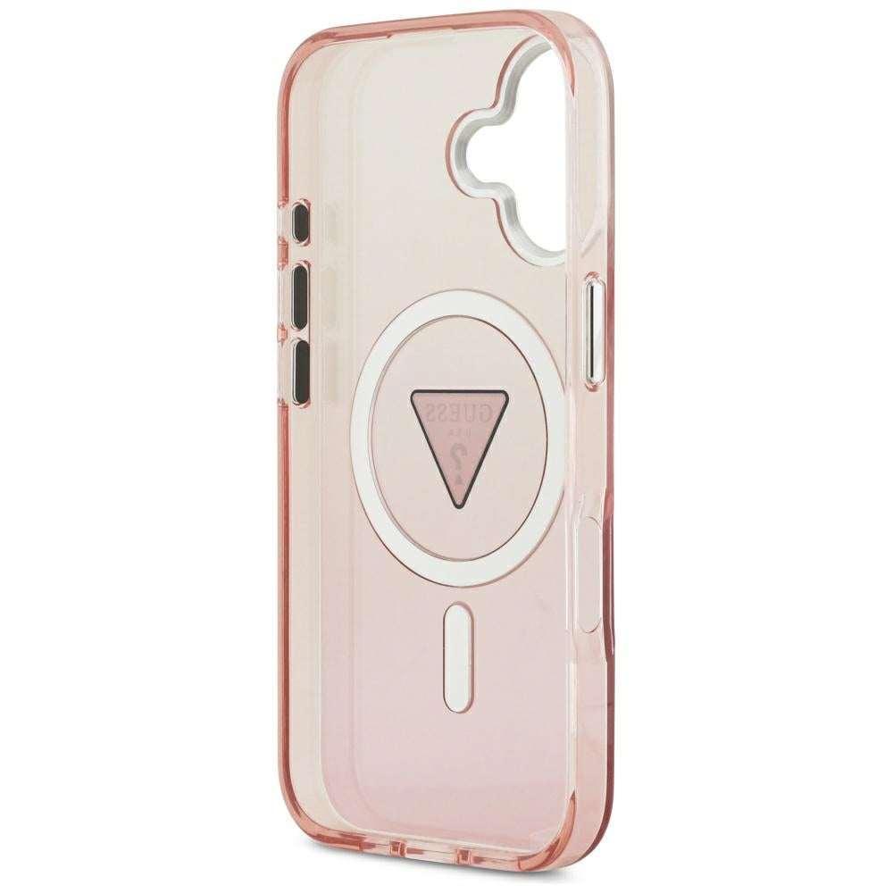 Husa MagSafe pentru Apple iPhone 17, Guess, IML Gradient Triangle Logo, Roz