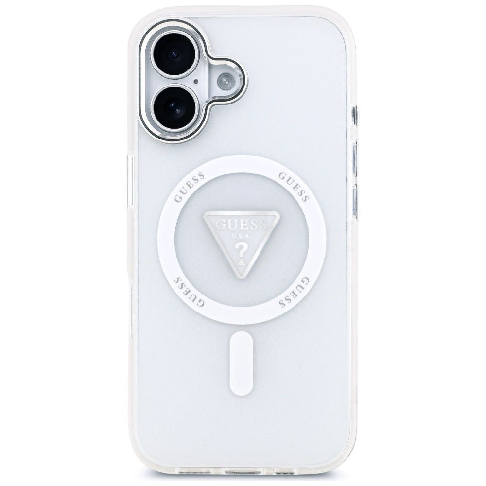 Husa MagSafe pentru Apple iPhone 17, Guess, IML Gradient Triangle Logo, Transparenta