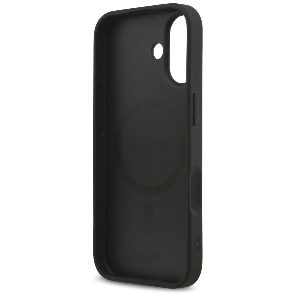 Husa MagSafe pentru Apple iPhone 17, Guess, Saffiano Classic Logo, Neagra