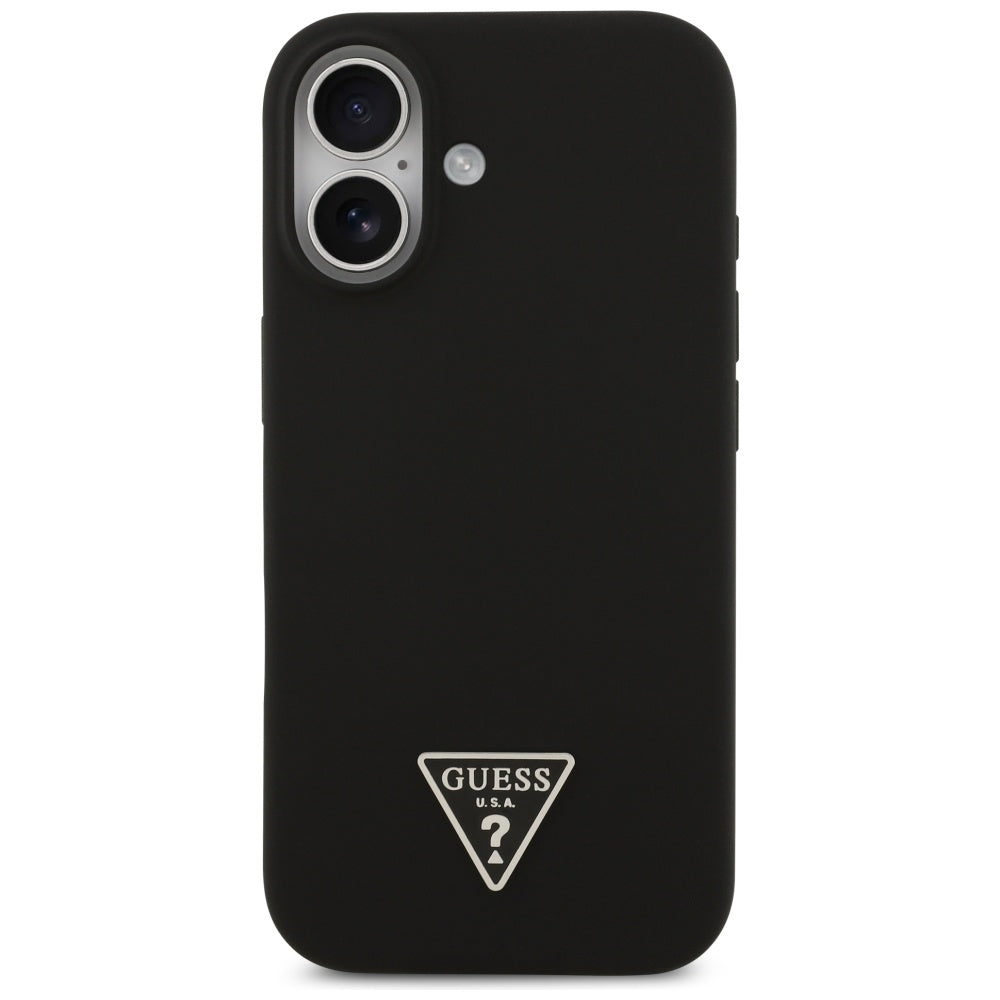 Husa MagSafe pentru Apple iPhone 17, Guess, Triangle Logo, Neagra