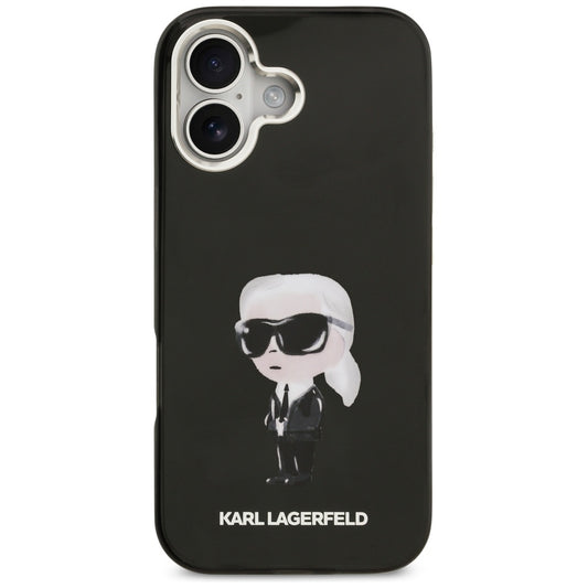 Husa MagSafe pentru Apple iPhone 17, Karl Lagerfeld, IML Aquarelle Karl Ikonik, Neagra