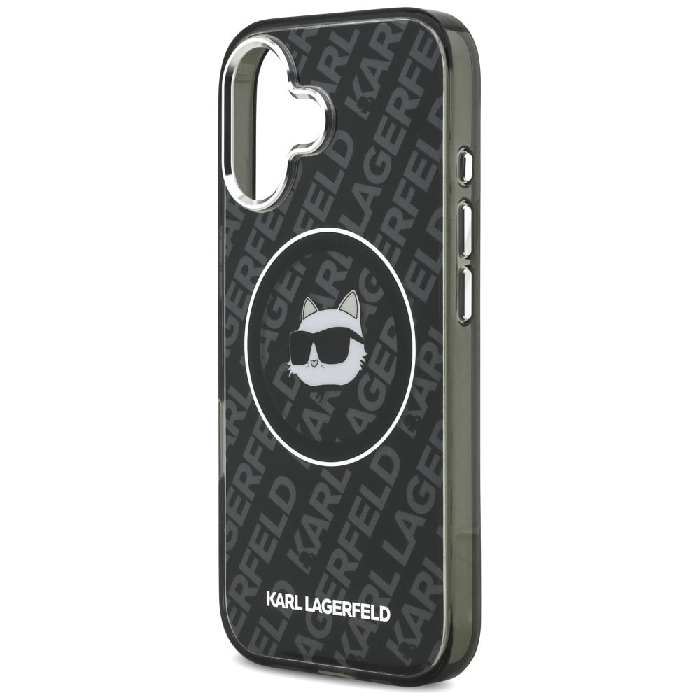 Husa MagSafe pentru Apple iPhone 17, Karl Lagerfeld, IML Choupette`s Head, Neagra