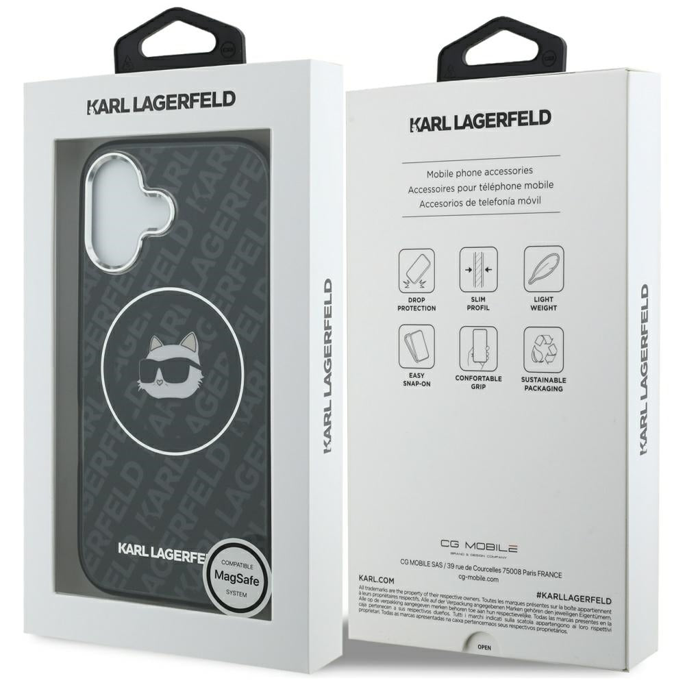 Husa MagSafe pentru Apple iPhone 17, Karl Lagerfeld, IML Choupette`s Head, Neagra