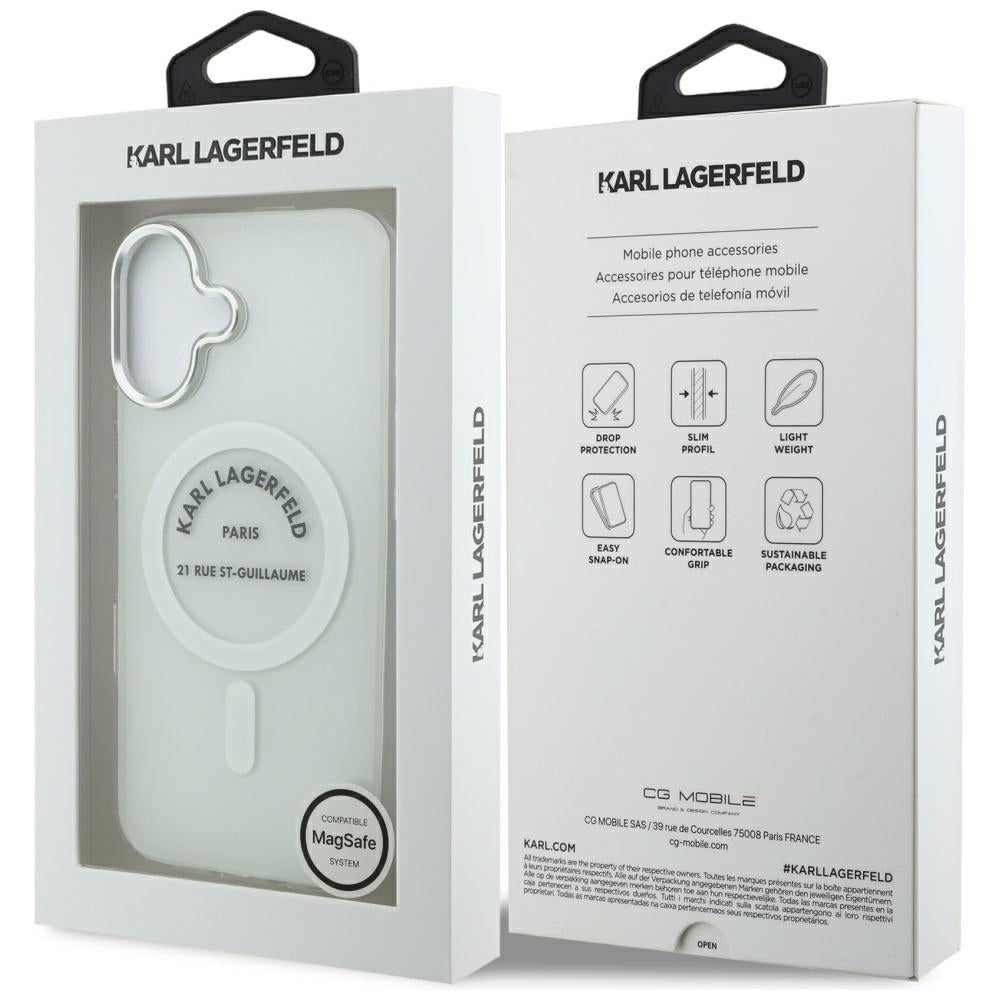 Husa MagSafe pentru Apple iPhone 17, Karl Lagerfeld, IML Logo RSG, Transparenta