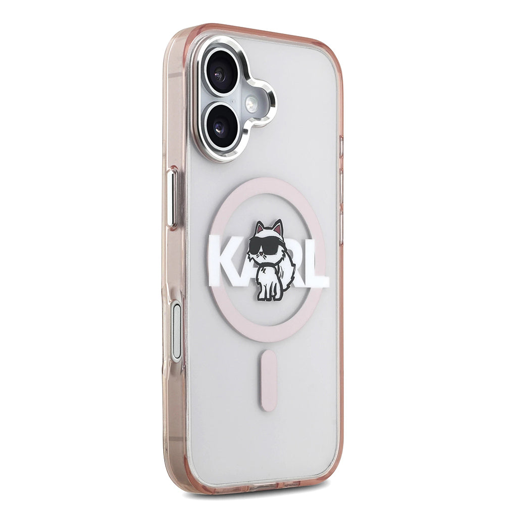 Husa MagSafe pentru Apple iPhone 17, Karl Lagerfeld, IML Sketch Logo Choupette, Roz