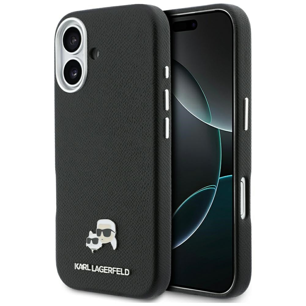 Husa MagSafe pentru Apple iPhone 17, Karl Lagerfeld, Karl & Choupette Head's Pin, Neagra