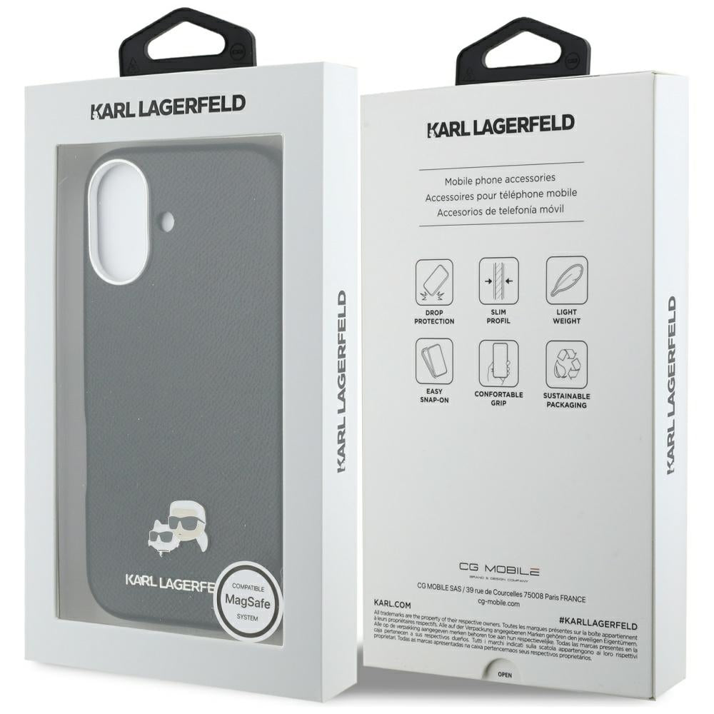 Husa MagSafe pentru Apple iPhone 17, Karl Lagerfeld, Karl & Choupette Head's Pin, Neagra