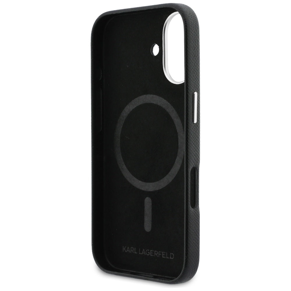 Husa MagSafe pentru Apple iPhone 17, Karl Lagerfeld, Karl & Choupette Head's Pin, Neagra