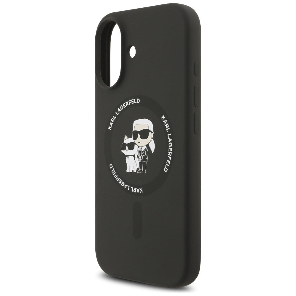 Husa MagSafe pentru Apple iPhone 17, Karl Lagerfeld, Ring Karl & Choupette, Neagra