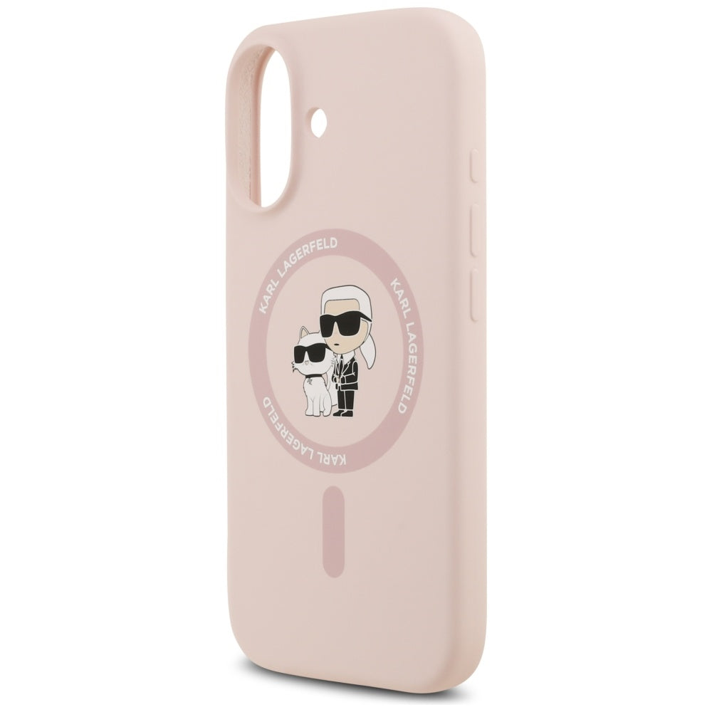 Husa MagSafe pentru Apple iPhone 17, Karl Lagerfeld, Ring Karl & Choupette, Roz