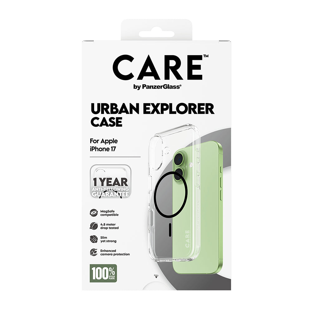Husa MagSafe pentru Apple iPhone 17, PanzerGlass, Care Urban Explorer, Transparenta Neagra