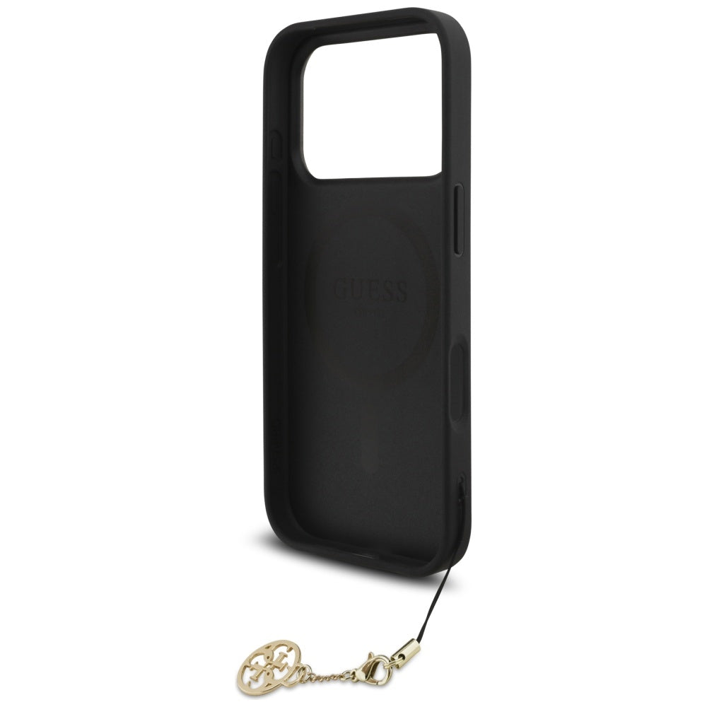 Husa MagSafe pentru Apple iPhone 17 Pro, Guess, 4G Charm Cradle, Neagra