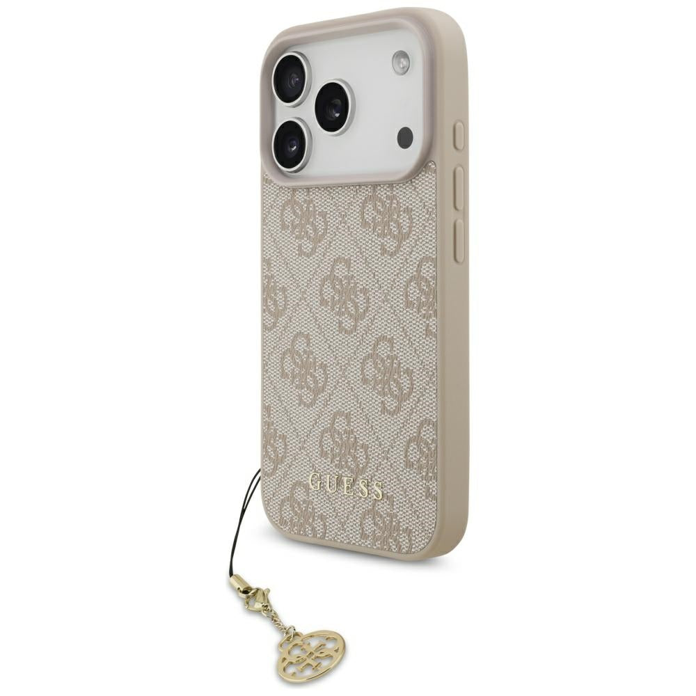 Husa MagSafe pentru Apple iPhone 17 Pro, Guess, 4G Charm Cradle, Roz