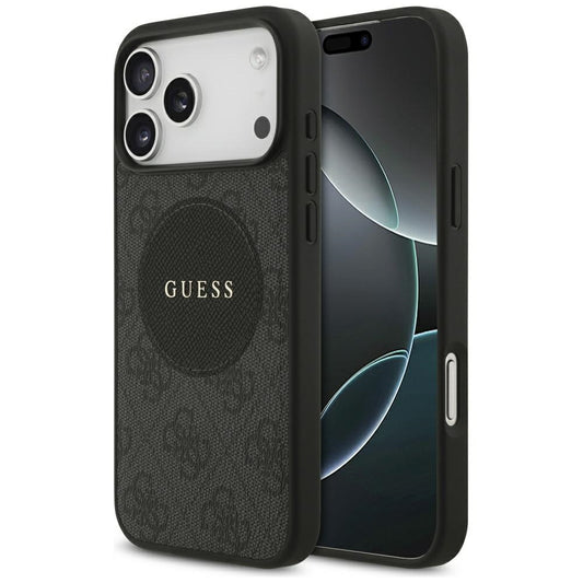 Husa MagSafe pentru Apple iPhone 17 Pro, Guess, 4G Circle Classic Logo, Neagra
