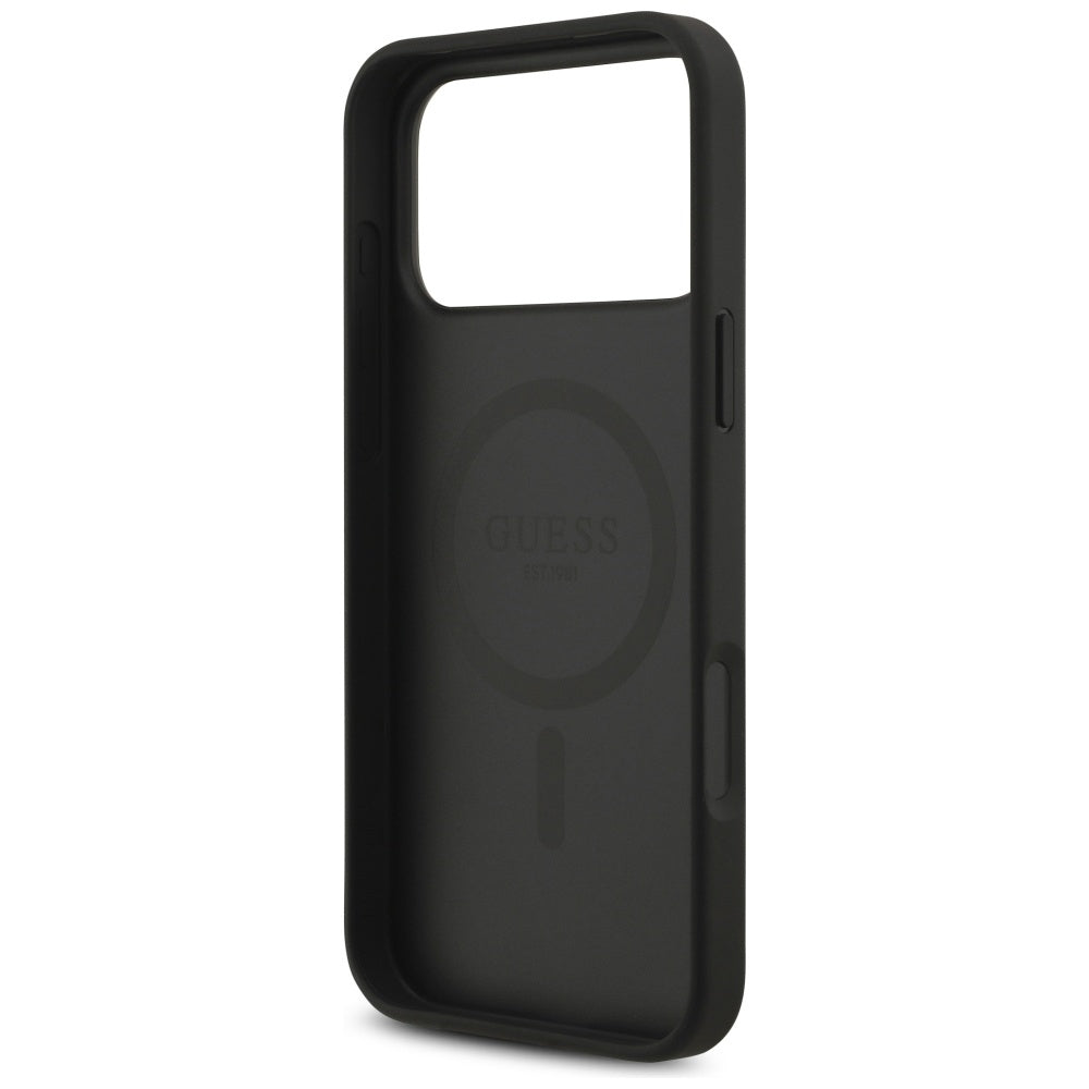 Husa MagSafe pentru Apple iPhone 17 Pro, Guess, 4G Circle Classic Logo, Neagra