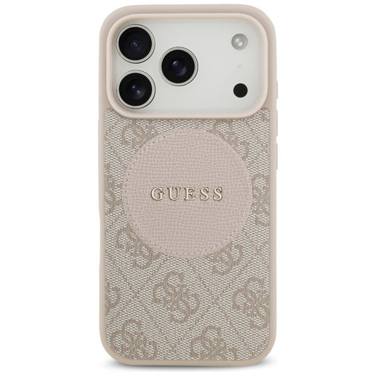 Husa MagSafe pentru Apple iPhone 17 Pro, Guess, 4G Circle Classic Logo, Roz