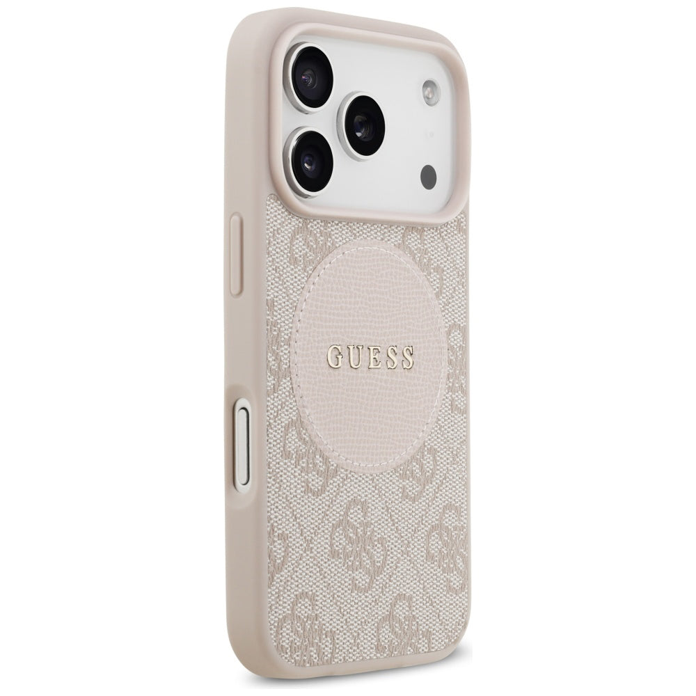 Husa MagSafe pentru Apple iPhone 17 Pro, Guess, 4G Circle Classic Logo, Roz